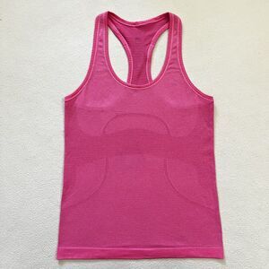 Lululemon Women Solid Bright Pink Seamless Swiftly Tech Racerback Tank Top 6